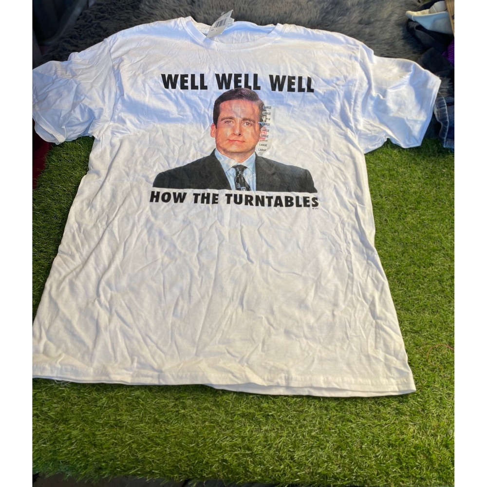 The Office Michael Scott Well Well Well How The Turntables Graphic T Shirt Large